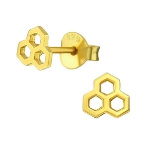 14k Gold Honeycomb Stud Earrings